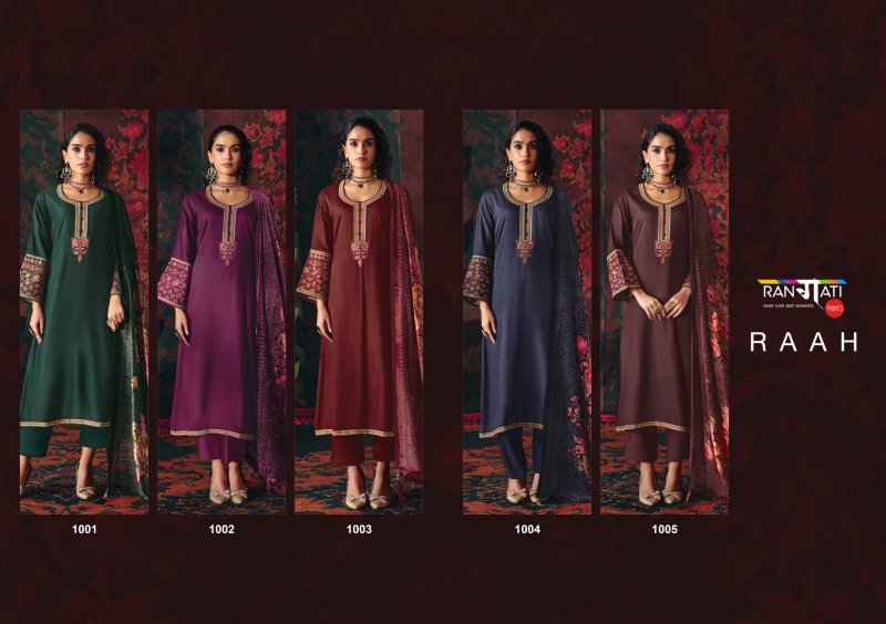 Raah By Rangati Pashmina Satin Dress Materials 